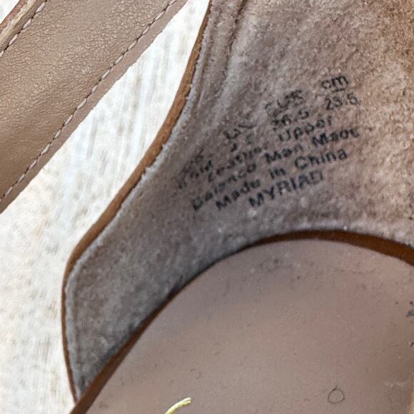 Franco Sarto Women’s Myriad Tan Leather Zip Platform Heels Size 6.5 M Sandals - Picture 6 of 12